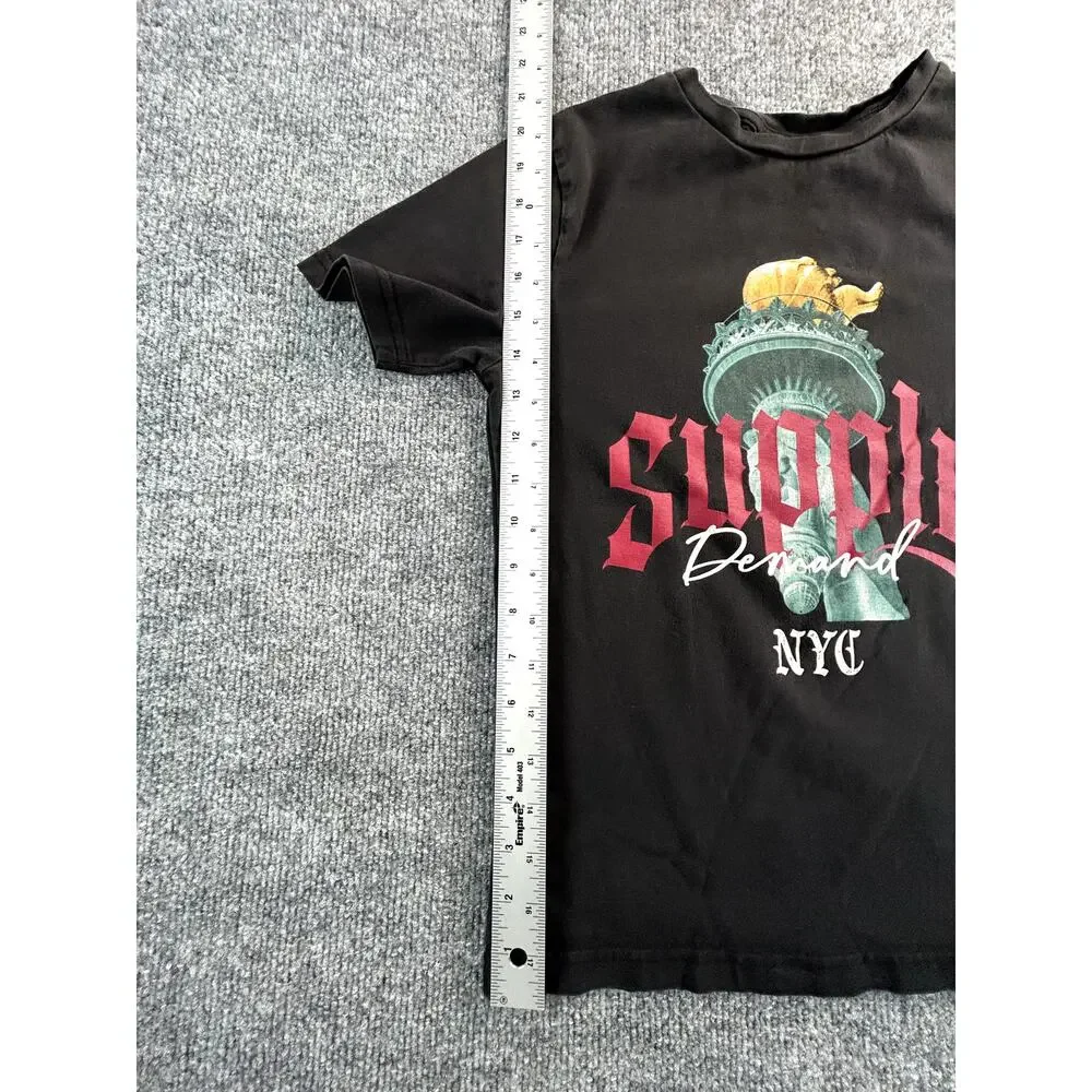 Supply & Demand NYC Kids Medium Graphic T Shirt Black StatueLiberty Streetwear - Picture 5 of 8